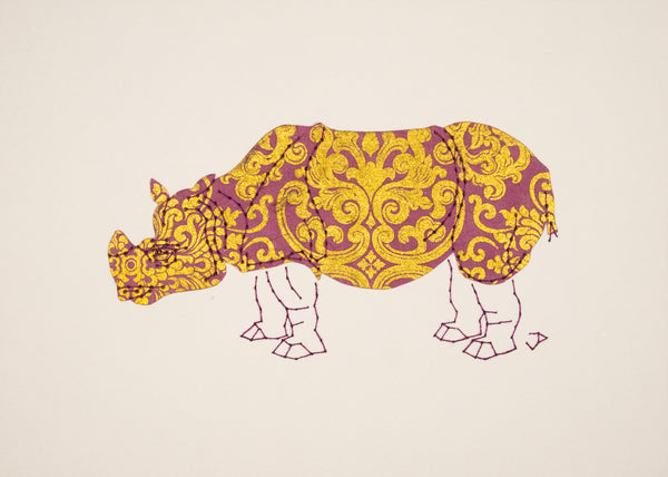 Rhinoceros in Gold & Mauve