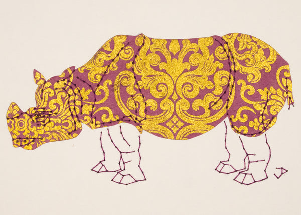 Rhinoceros in Gold & Mauve