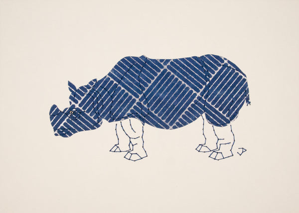 Rhinoceros in Silver & Navy