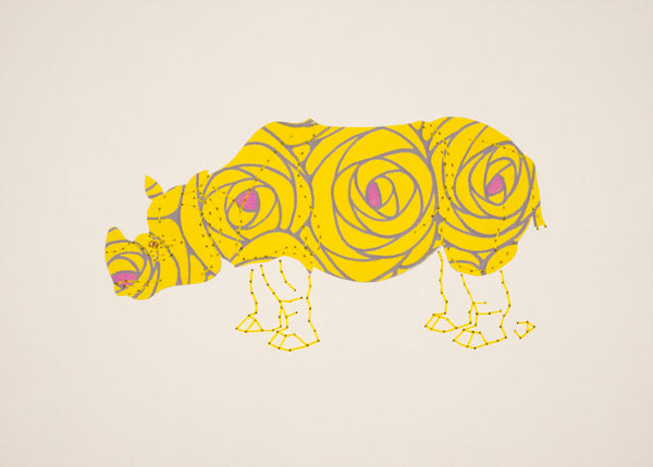 Rhinoceros in Yellow Roses