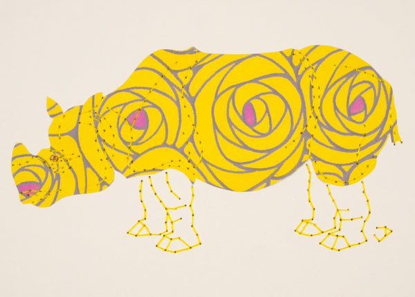Rhinoceros in Yellow Roses