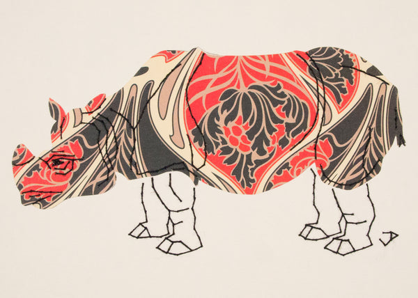Rhinoceros in Art Nouveau Red & Black