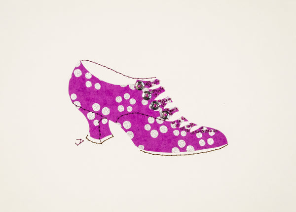 1916 Shoe in Purple with Silver Dots