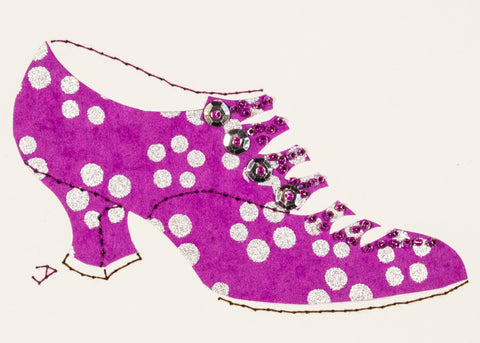 1916 Shoe in Purple with Silver Dots