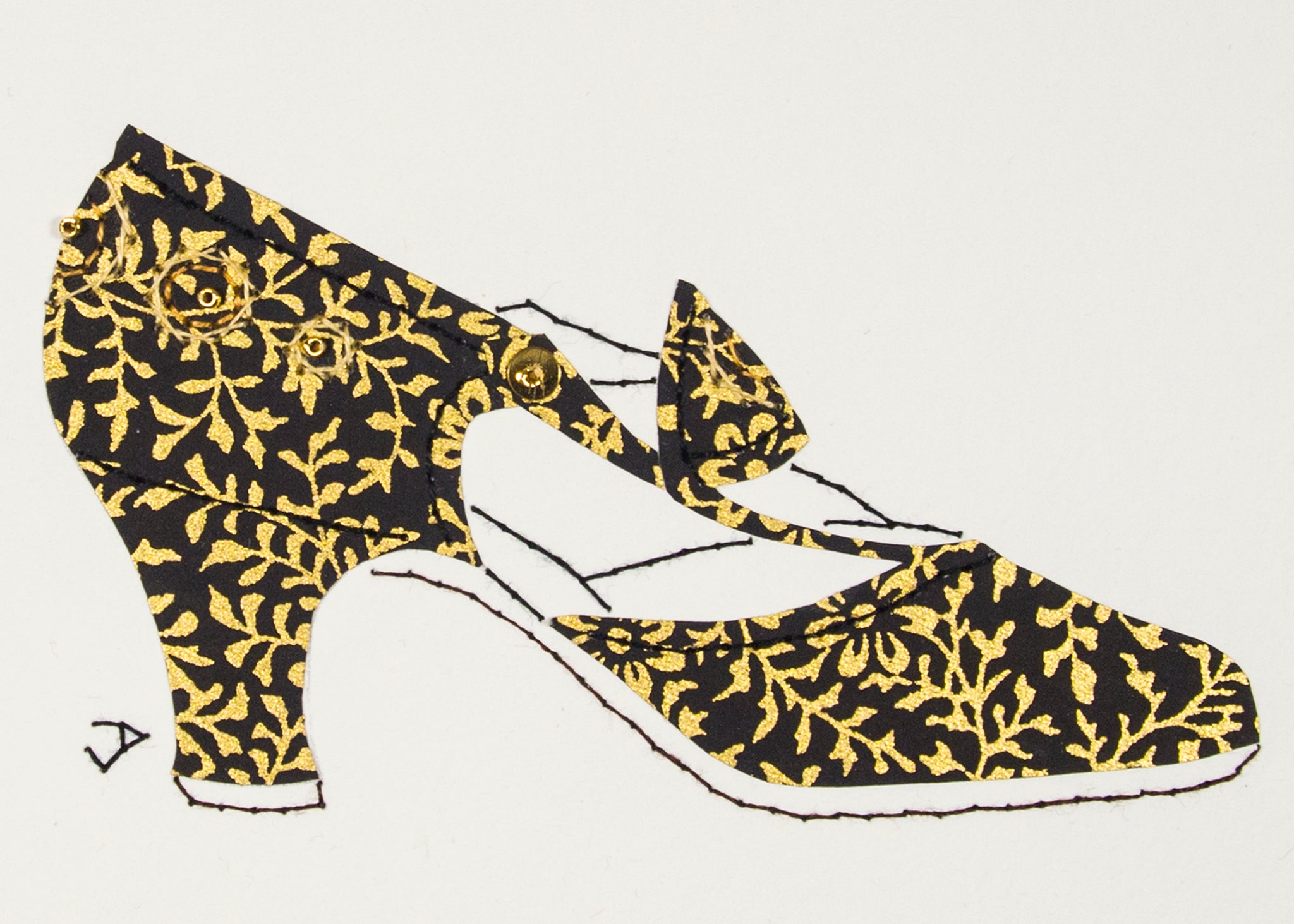 1925 Shoe in Gold & Black