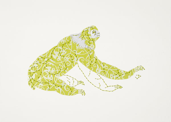 Sloth in Silver Filigree on Lime Green