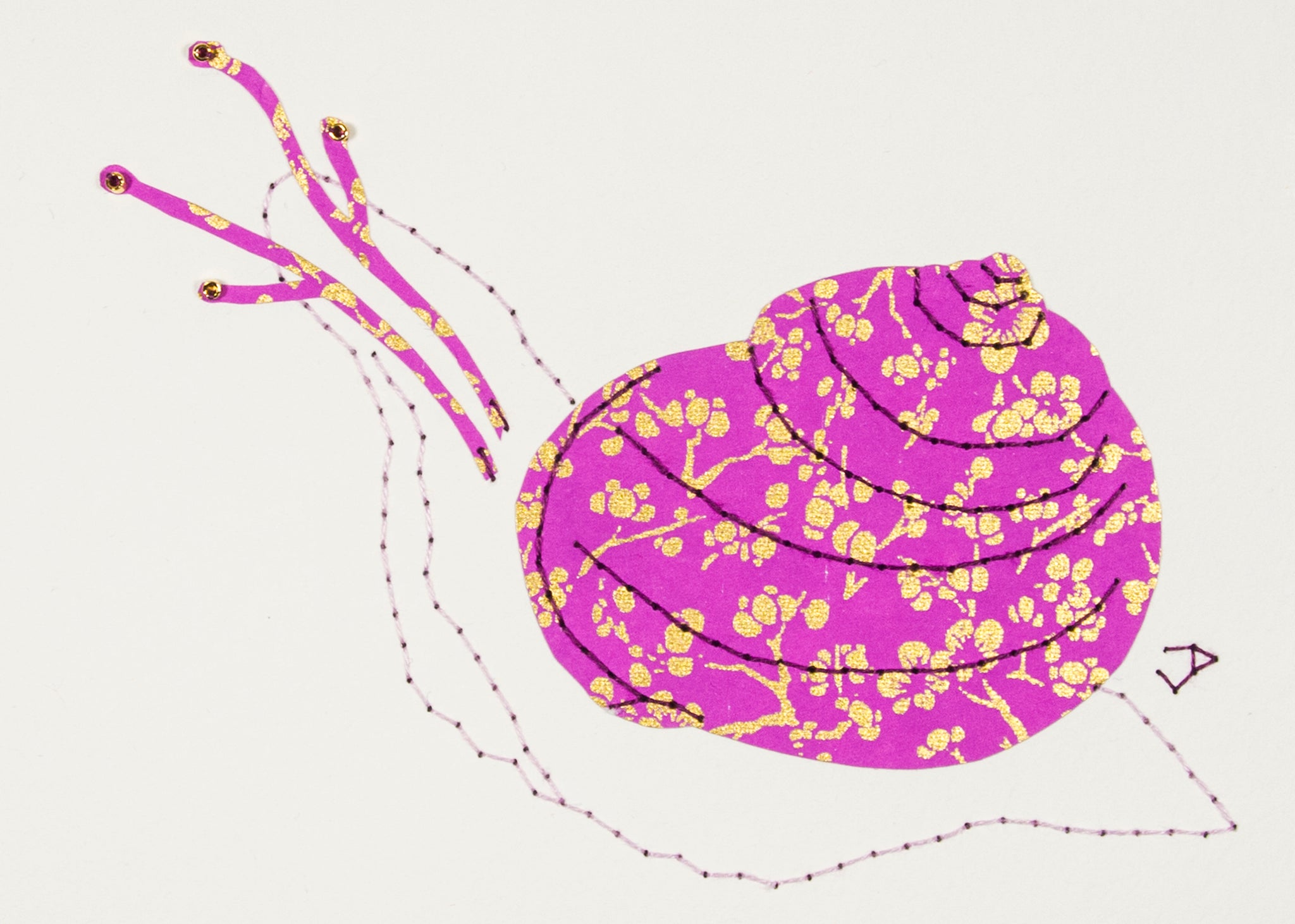 Garden Snail in Gold & Mauve