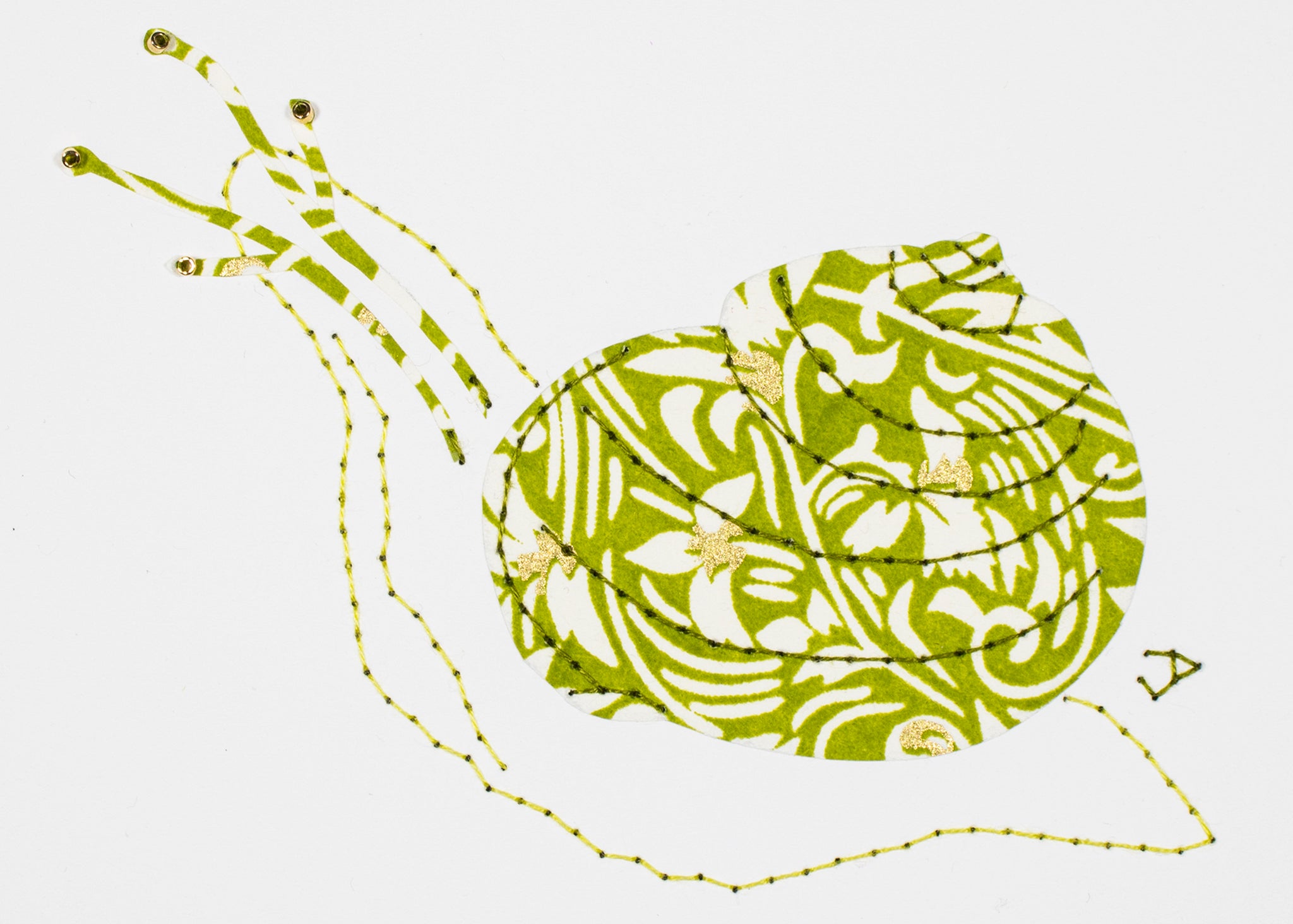 Garden Snail in Lime Green Filigree