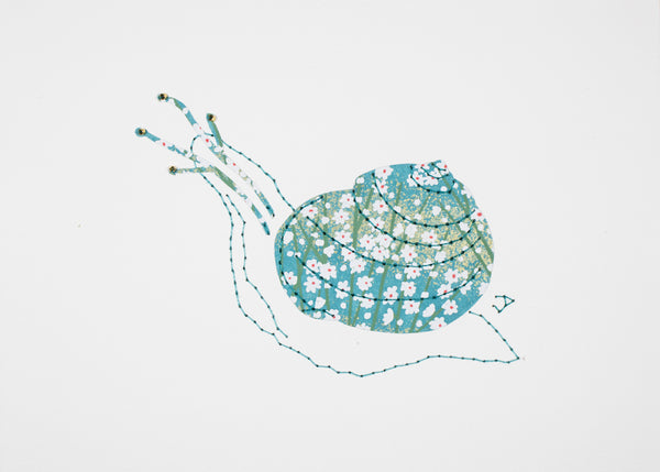 Garden Snail in Blue & White