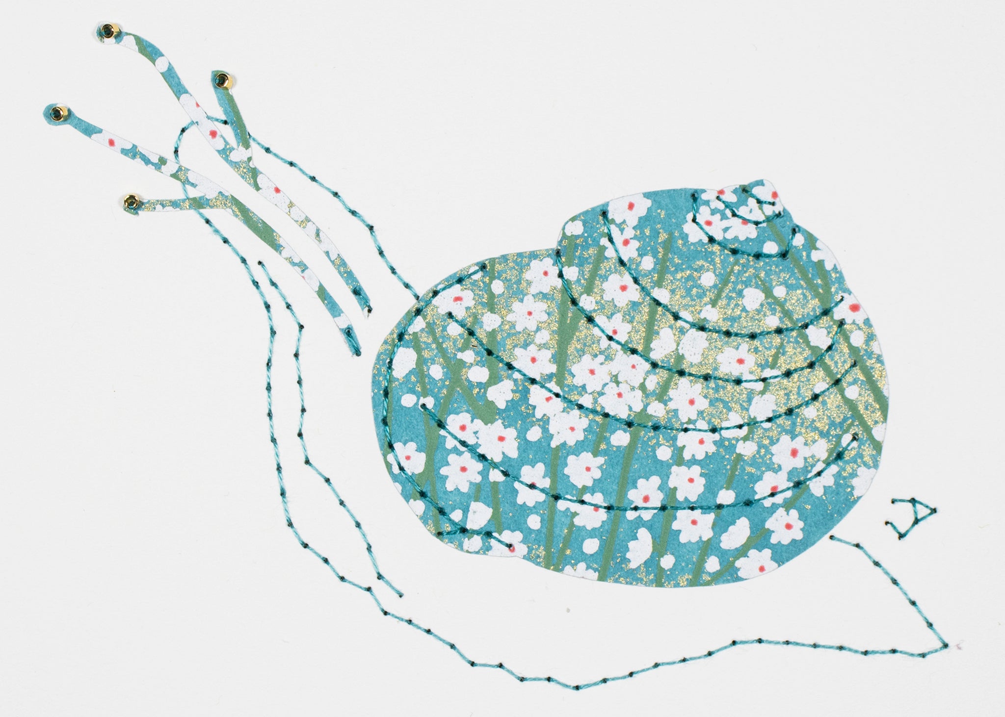 Garden Snail in Blue & White