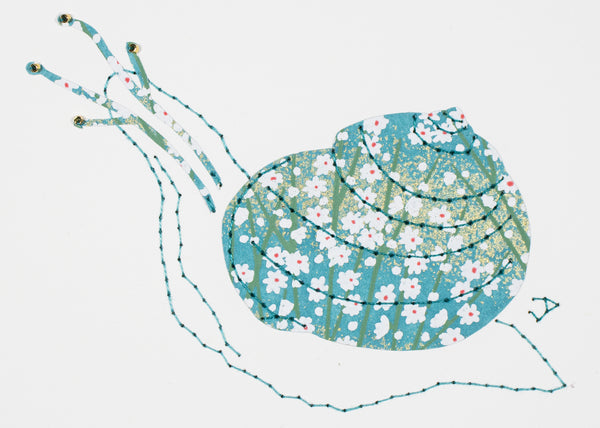 Garden Snail in Blue & White