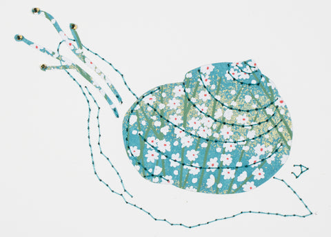 Garden Snail in Blue & White