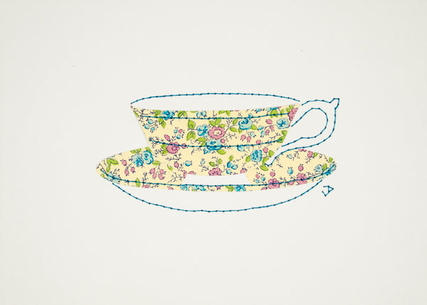 Teacup in Tiny Blue & Pink Flowers