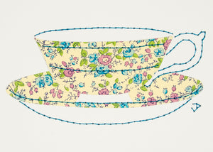 Teacup in Tiny Blue & Pink Flowers