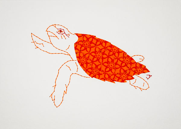 Hawksbill Turtle in Orange & Red
