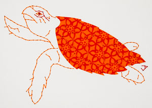 Hawksbill Turtle in Orange & Red